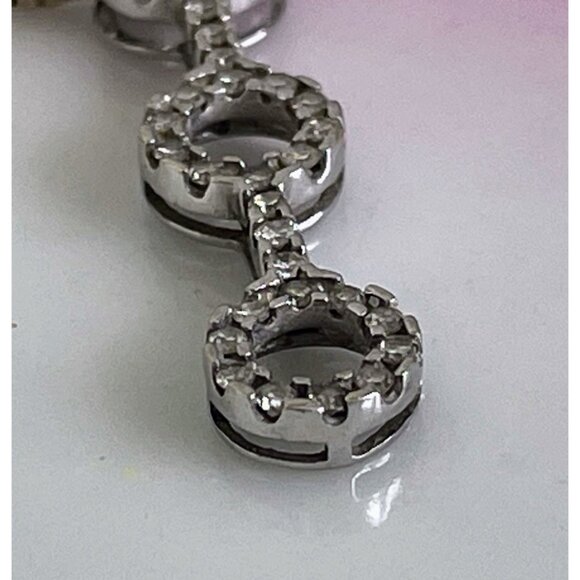 10K White Gold Pendant 3 Circles sterling chain - Picture 16 of 16